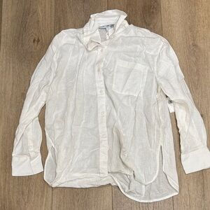Old Navy White Linen Blend Casual Button Down Shirt